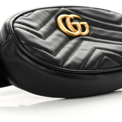 Gucci Calfskin Matelasse GG Marmont Belt Bag 85 34 Black 9 of 14