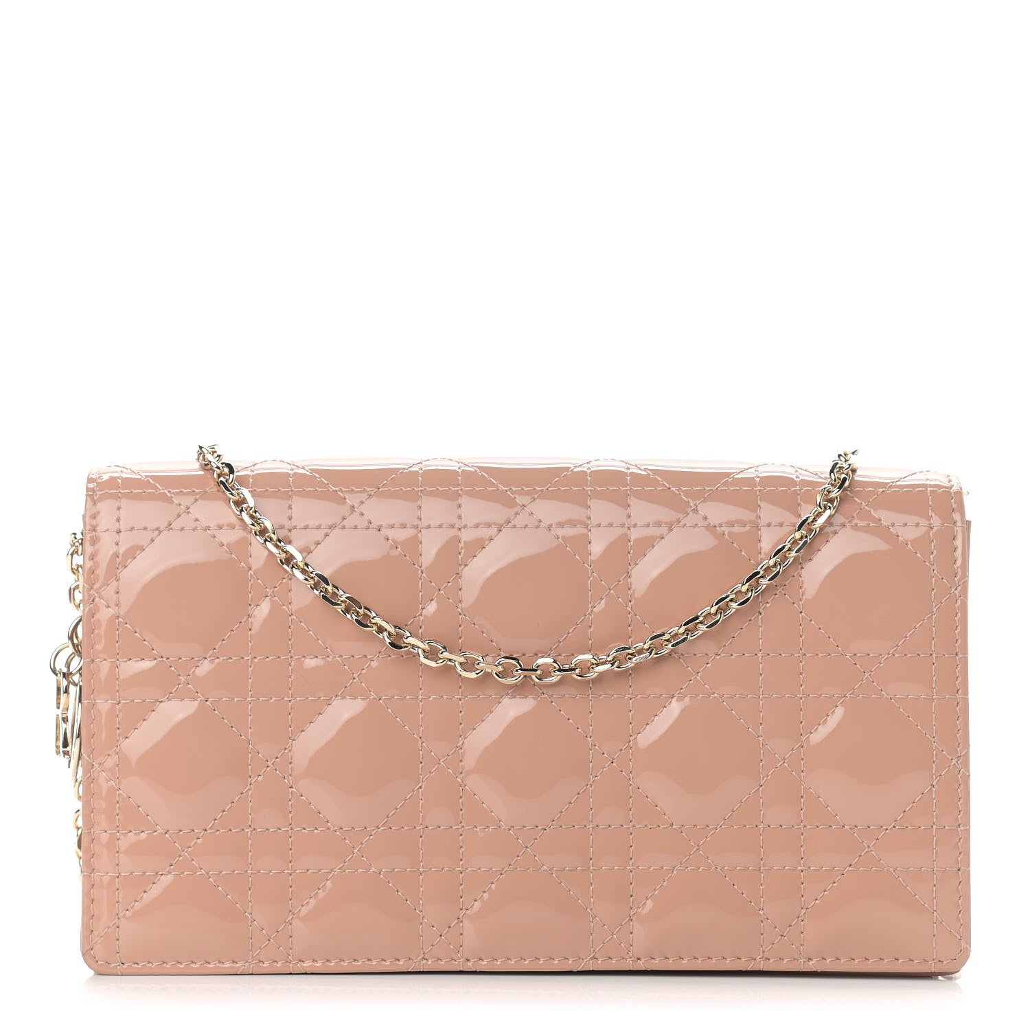 Christian Dior Patent Cannage Lady Dior Convertible Clutch Rose Des Vents 3 of 10
