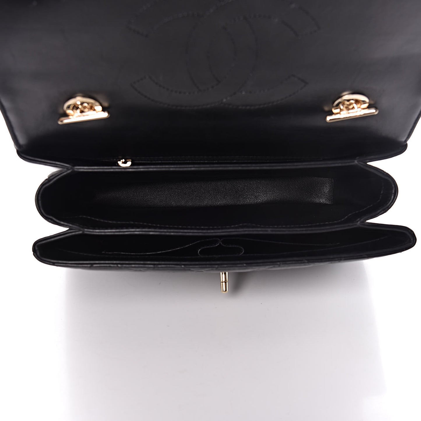 Lambskin Quilted Medium Trendy CC Flap Dual Handle Bag Black
