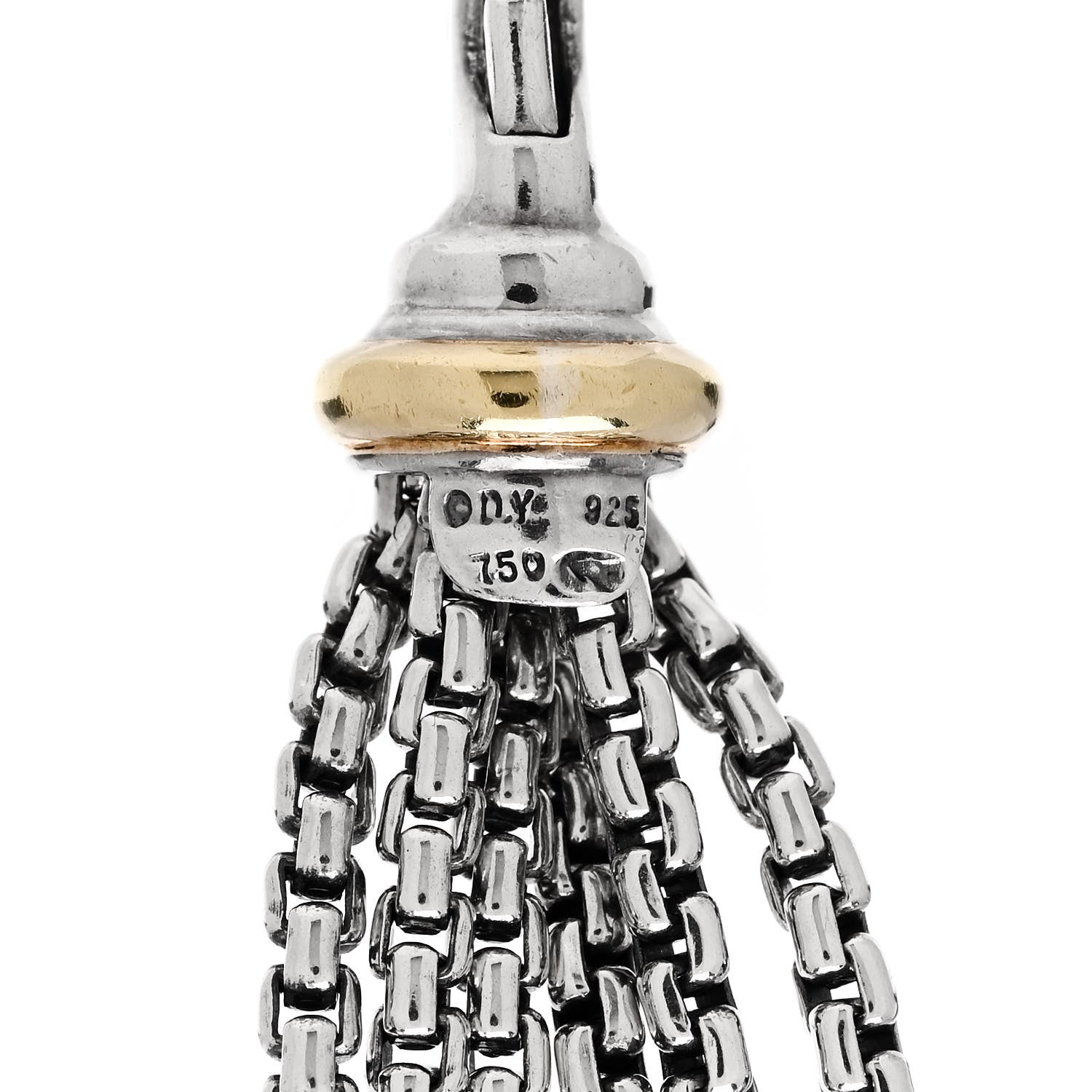 David Yurman Sterling Silver 18K Yellow Gold Diamond Pave Bead Multi Strand Bracelet 3 of 3
