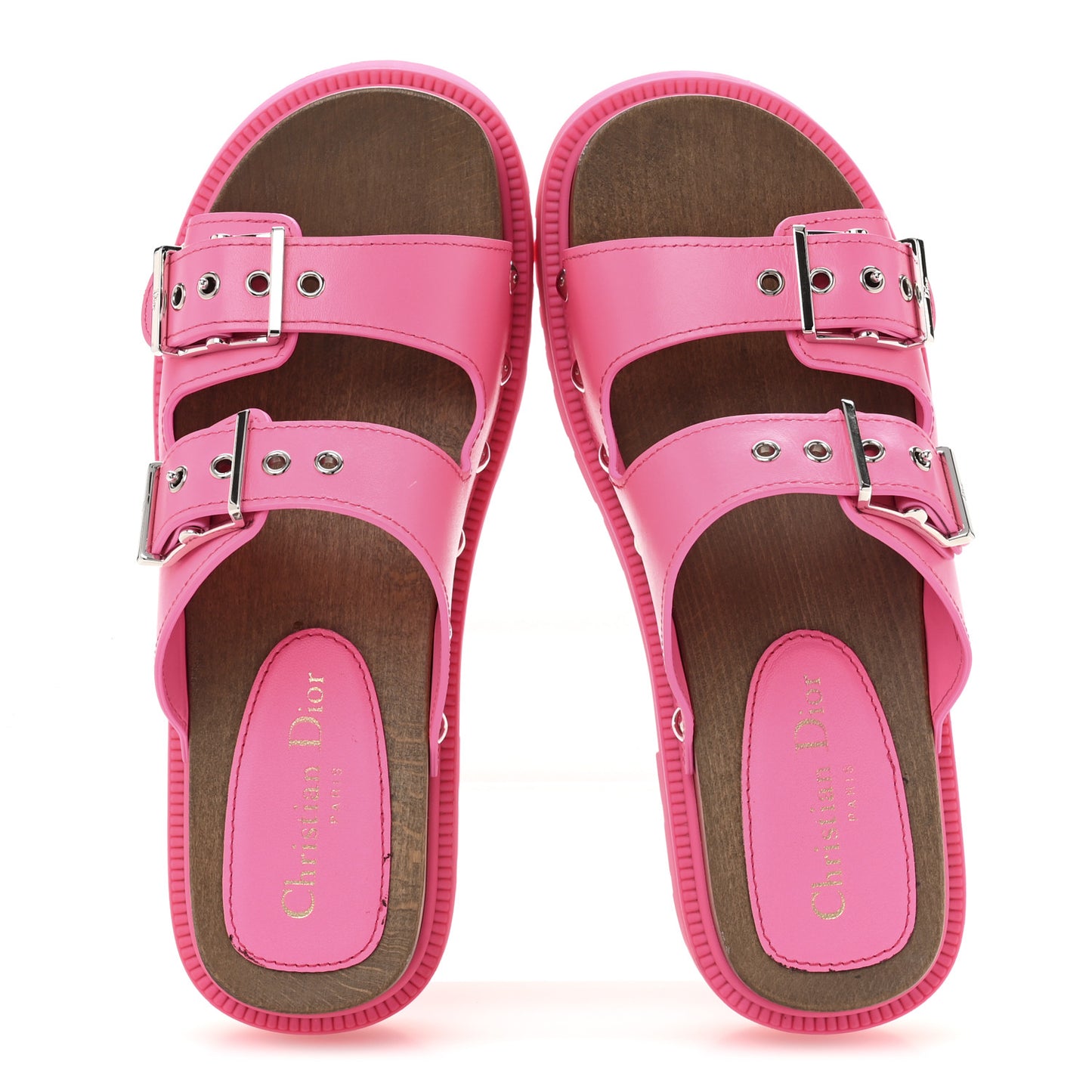 Calfskin Diorquake Buckled Lug Sole 15mm Sandals 37 Fuchsia Flu