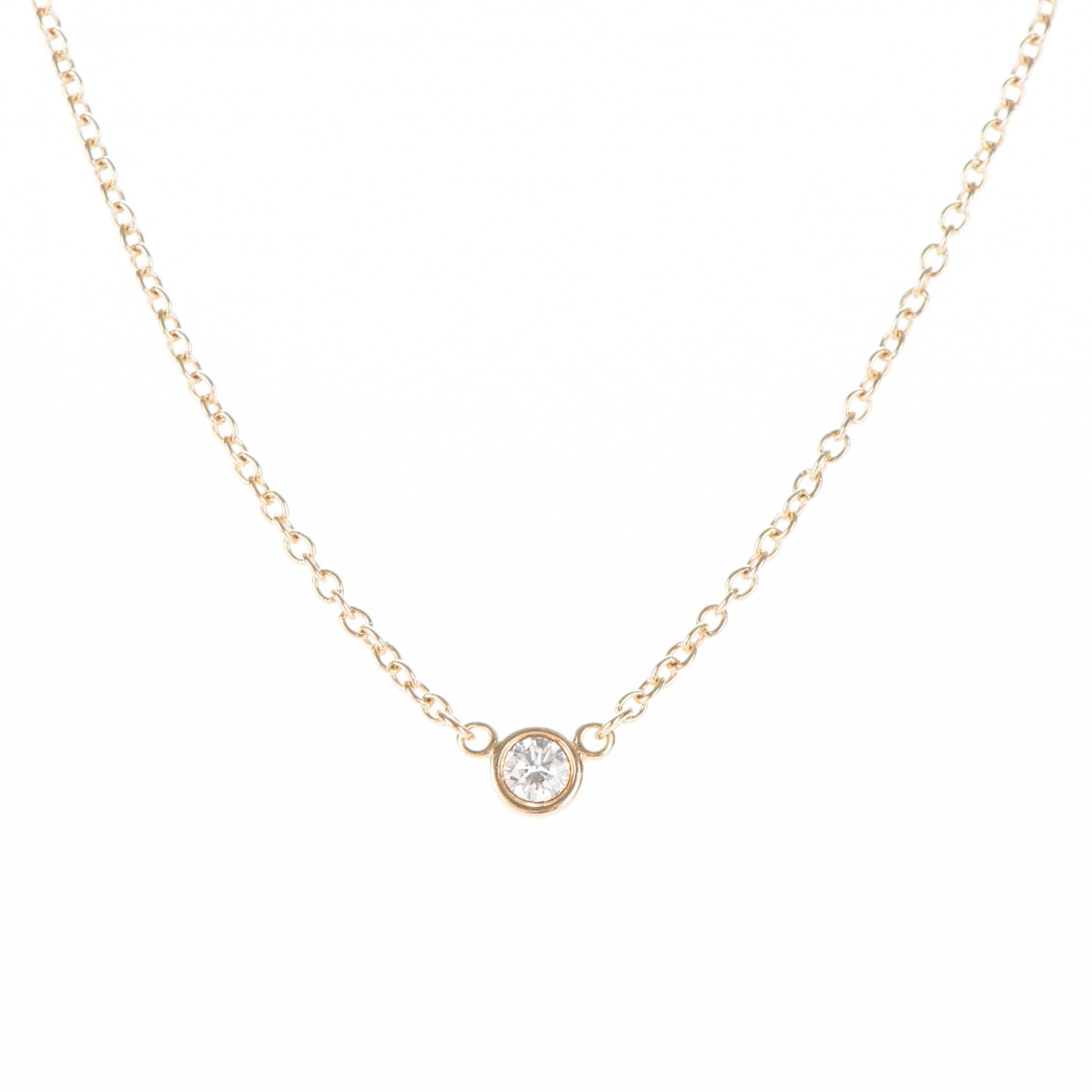 Tiffany 18K Yellow Gold Diamond .06ct Elsa Peretti Diamonds by the Yard Pendant Necklace 3 of 6