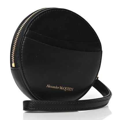 Alexander McQueen Calfskin Curve Zip Coin Purse Black Gold 3 of 7