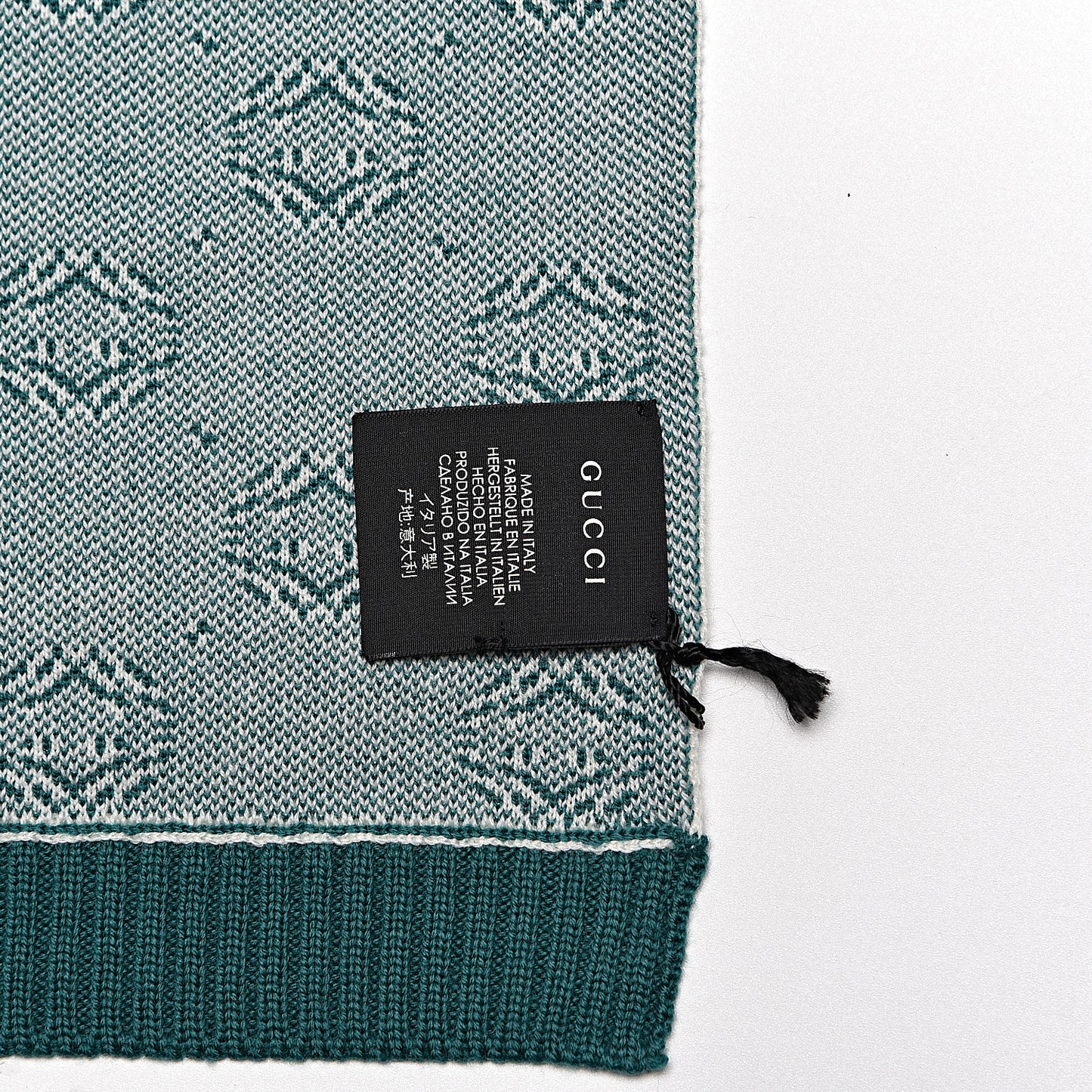 X DAPPER DAN Wool Tricot Micro Interlocking G Gigang Scarf Ivory Dark Green