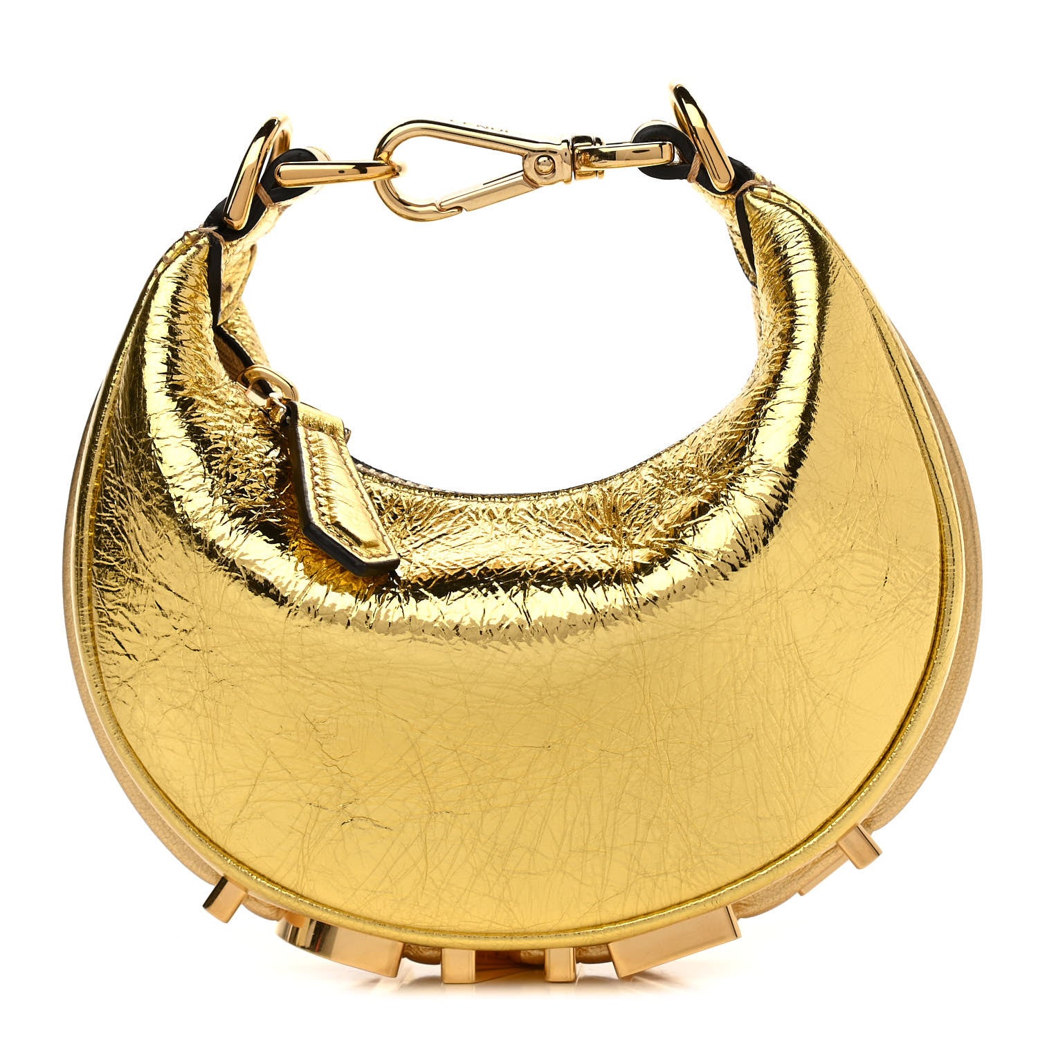 Fendi Rock Millenium Nano Fendigraphy Hobo Charm Gold 1002853