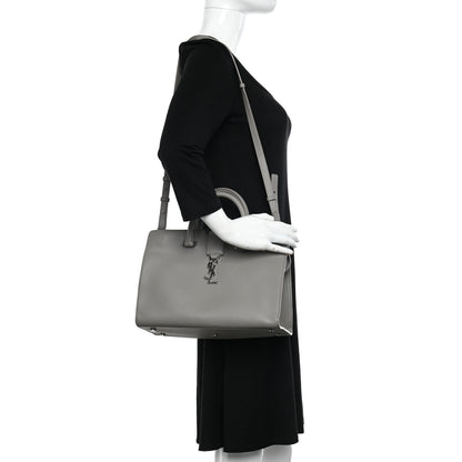 Saint Laurent Calfskin Small Monogram Cabas Grey 2 of 12