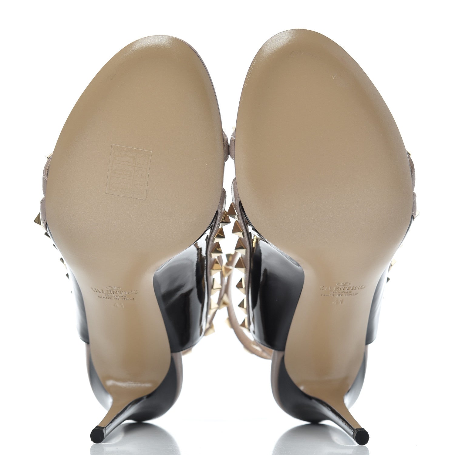 Valentino Garavani Patent Nappa Rockstud Ankle Strap Open Toe 100mm Sandals 41 Black Poudre 5 of 14