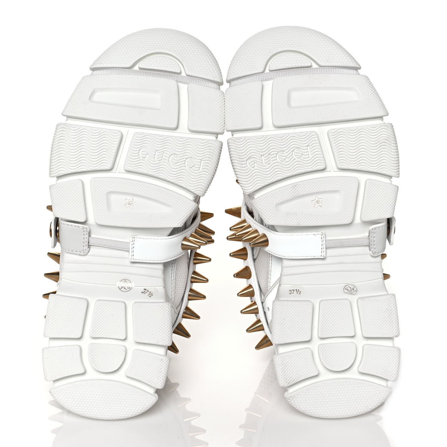Gucci X SEGA Technical Canvas Calfskin Removable Studs Womens Flashtrek Sneakers 37.5 Great White 5 of 7