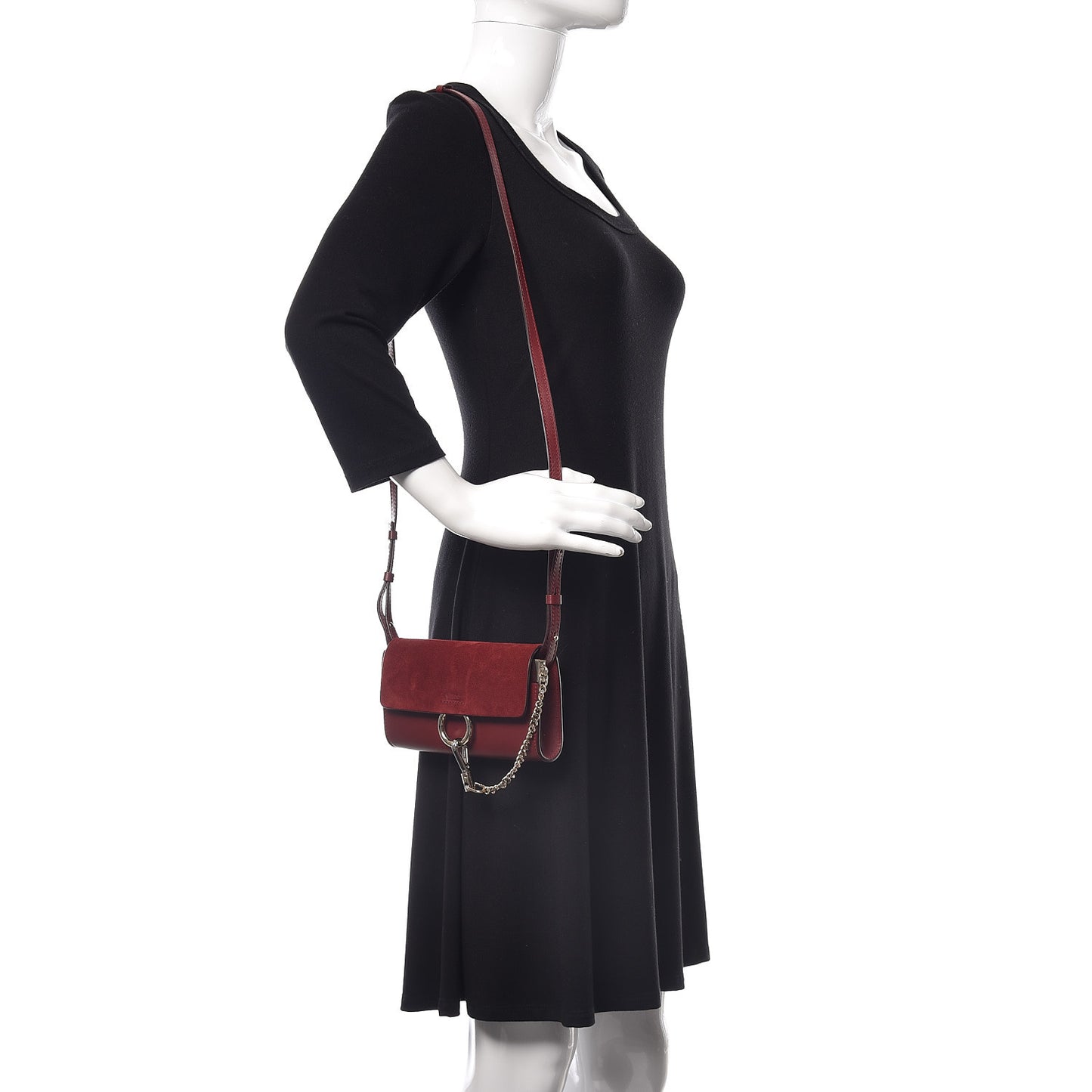 Suede Calfskin Mini Faye Shoulder Bag Plum Purple