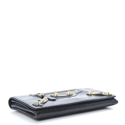 Balenciaga Agneau Giant 12 Gold Hardware Money Wallet Black 4 of 13