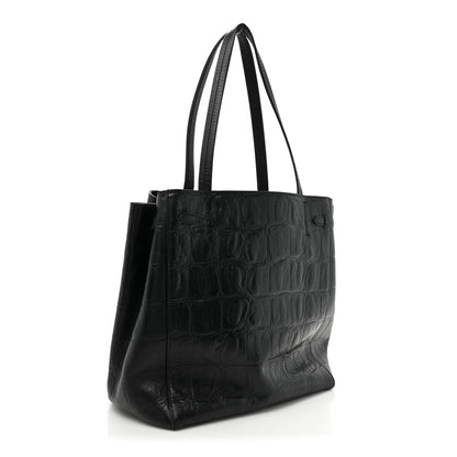 Celine Crocodile Embossed Calfskin Medium Belt Cabas Phantom Black 3 of 12