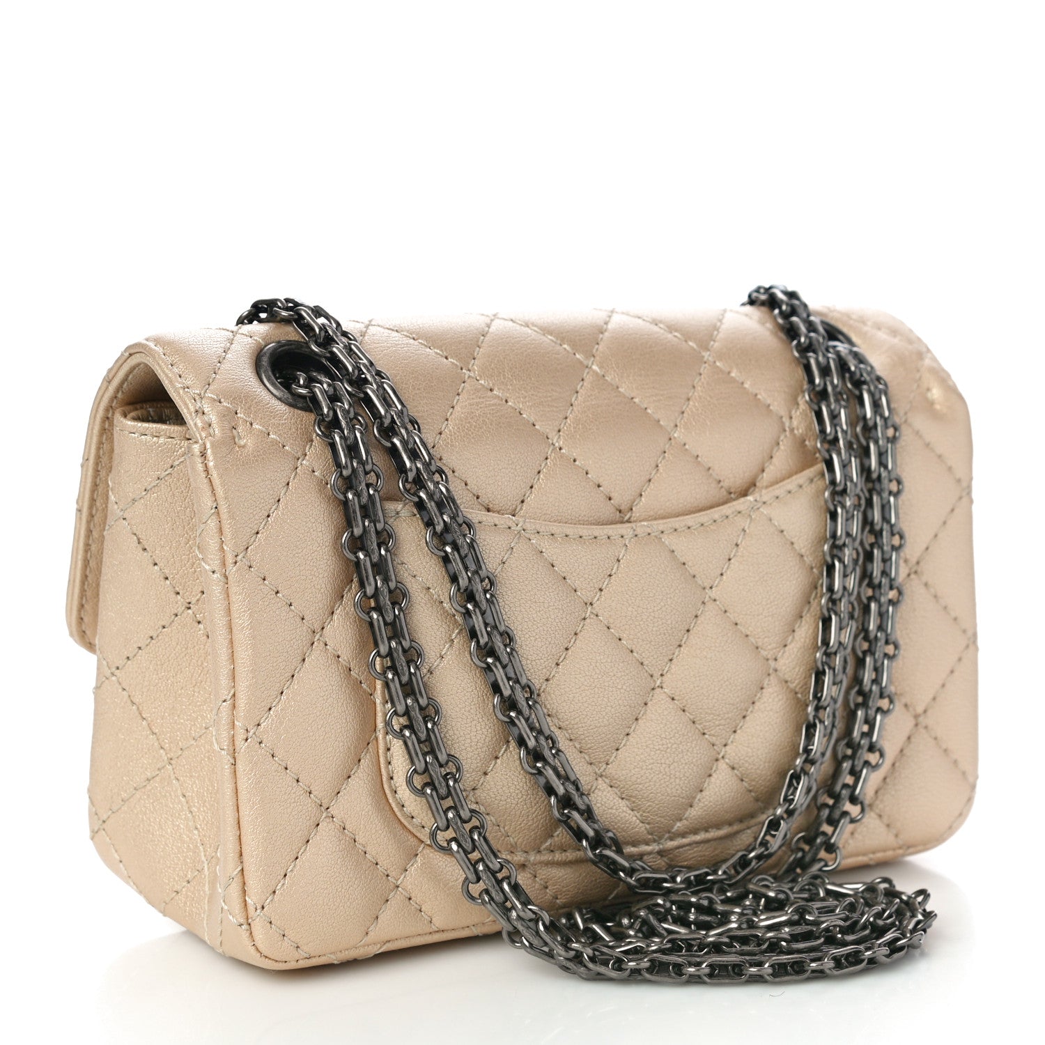 Chanel Metallic Sheepskin Quilted 2.55 Reissue Mini Flap Beige 3 of 11