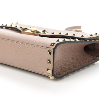 Valentino Garavani Pebbled Calfskin Medium Rockstud Flip Lock Crossbody Bag Poudre 7 of 9
