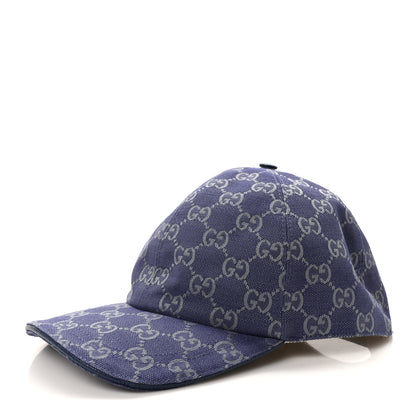 Gucci Monogram New GG Baseball Hat XL Blue Grey 1 of 9