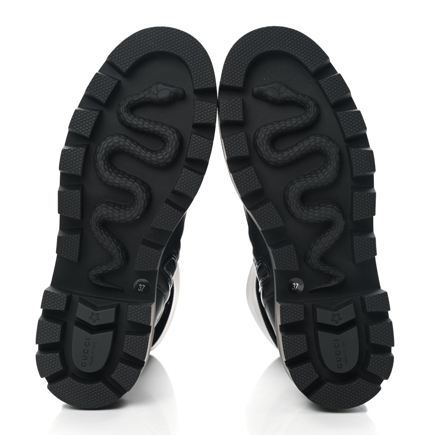 Nappa Frances GG Matelasse Platform Combat Boots 37 Black