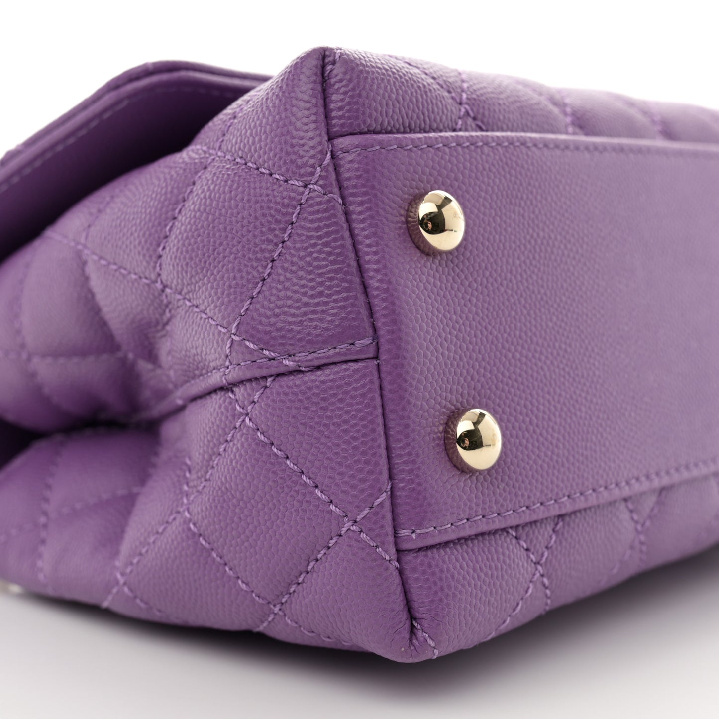 Caviar Quilted Mini Coco Handle Flap Purple