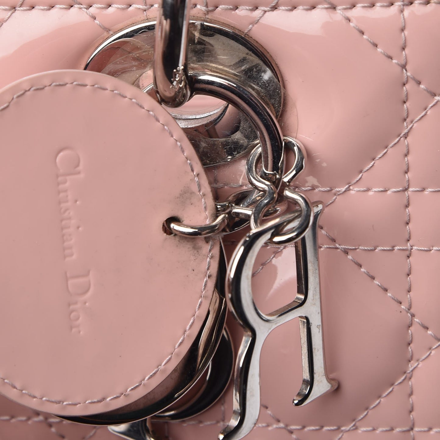 Patent Cannage Medium Lady Dior Rose Clair