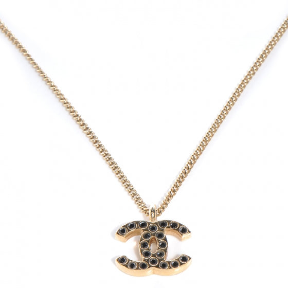 Crystal CC Necklace Gold Black