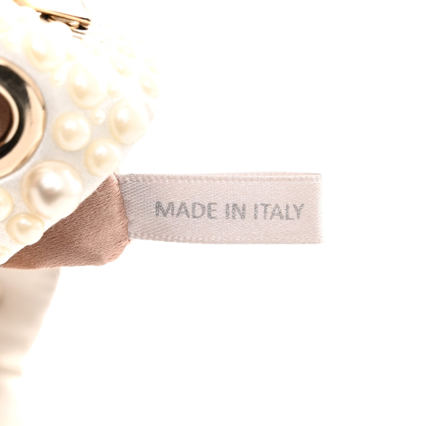 Satin Pearl Embellished Mini Bon Bon Bag White