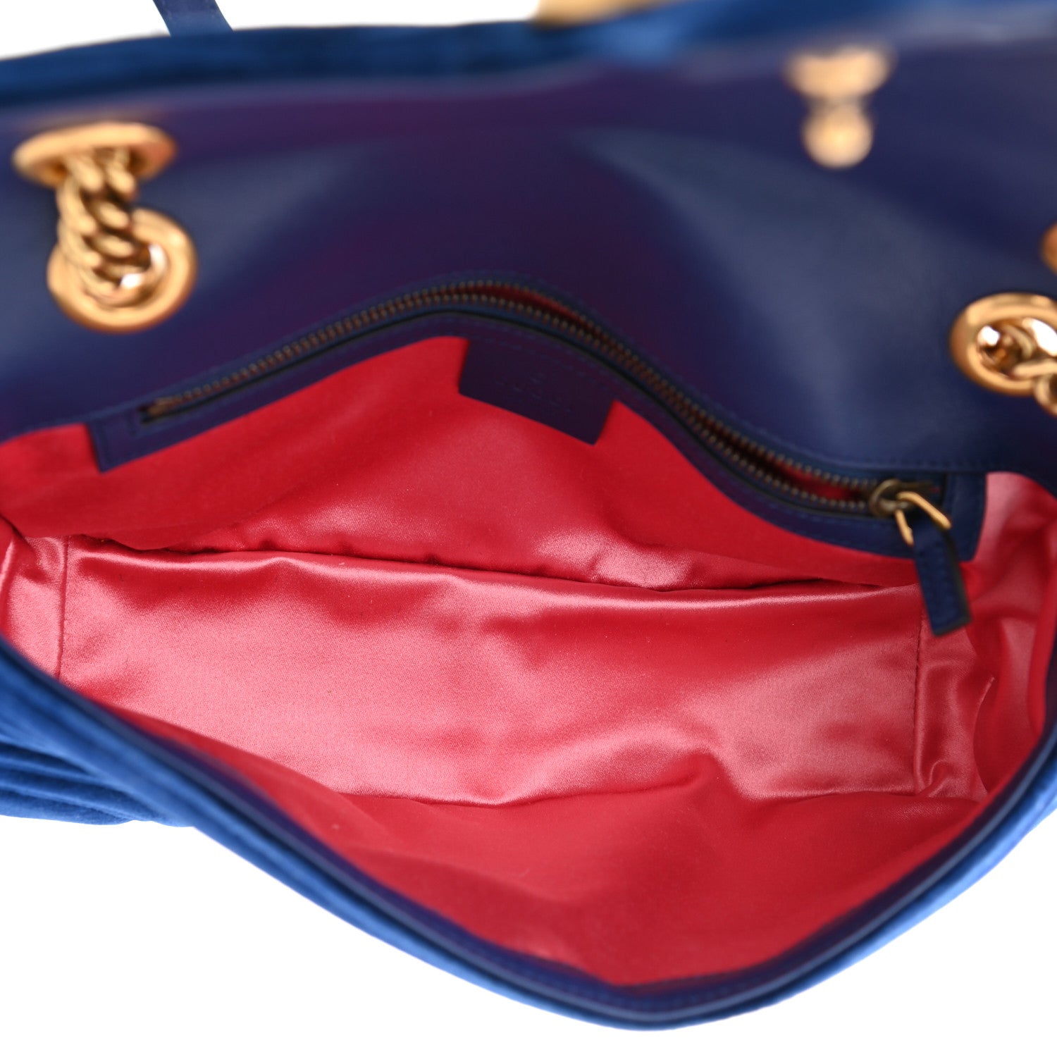 Gucci Velvet Matelasse Small GG Marmont Shoulder Bag Cobalt Blue 4 of 8