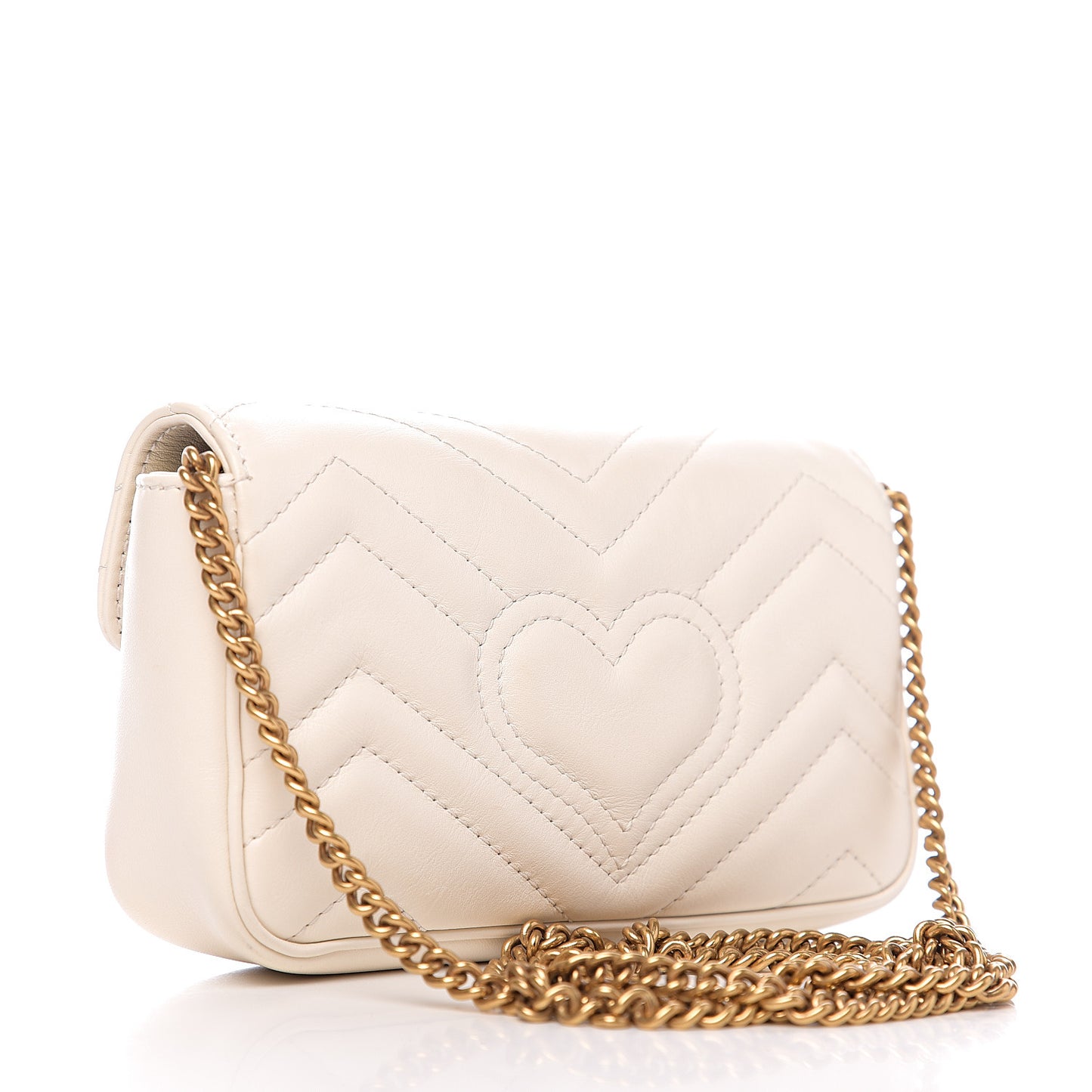 Calfskin Matelasse Super Mini GG Marmont Shoulder Bag White