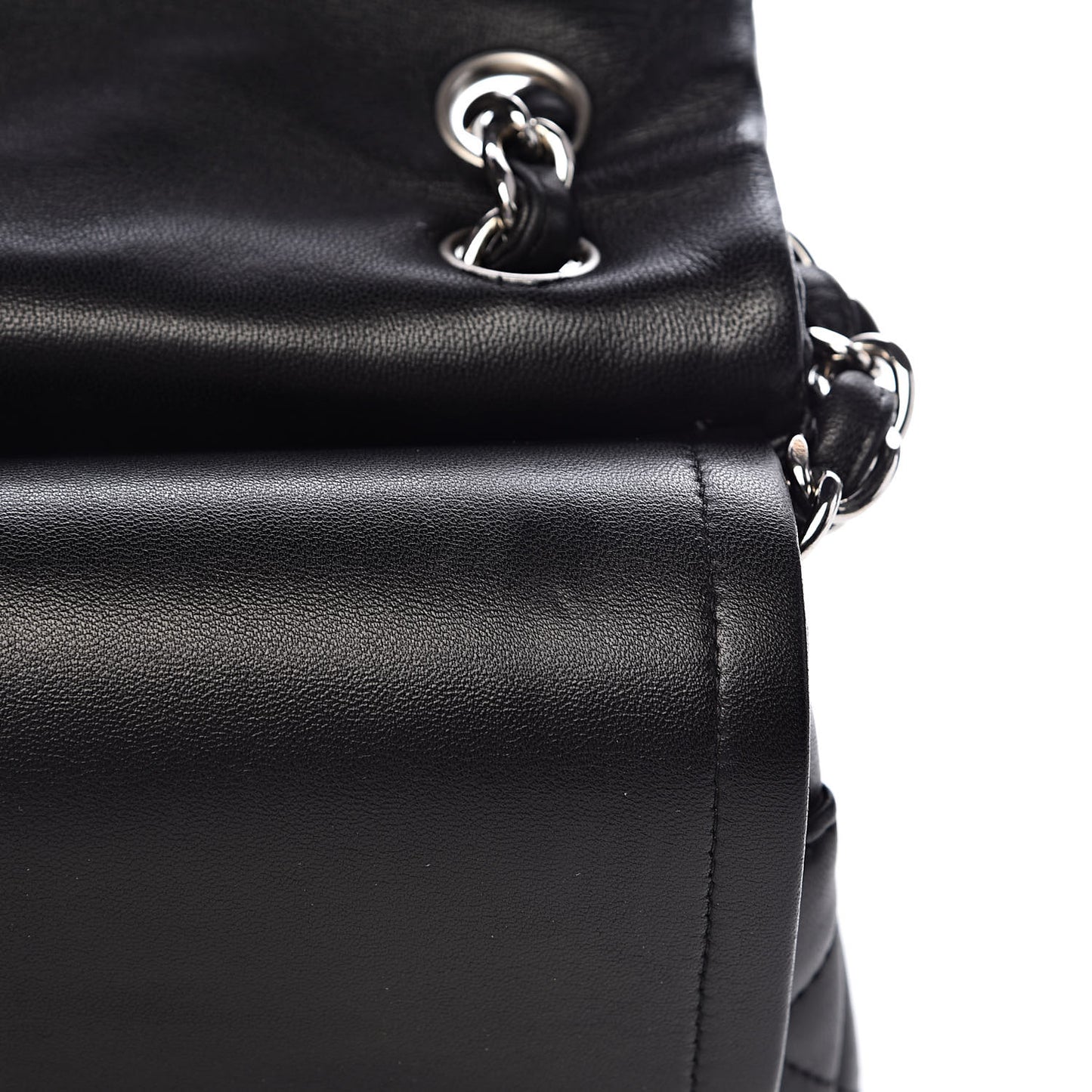 Lambskin Quilted Jumbo Double Flap Black