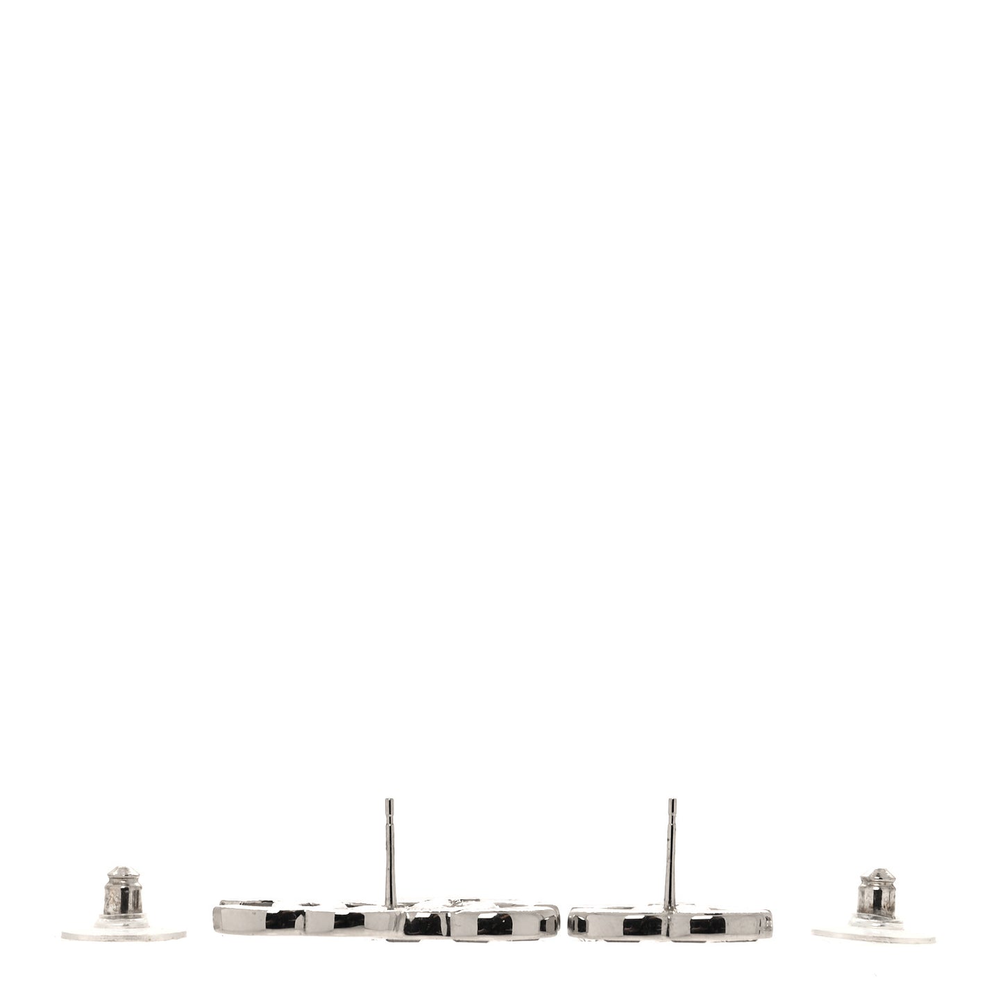 Baguette Crystal Double CC Earrings Silver