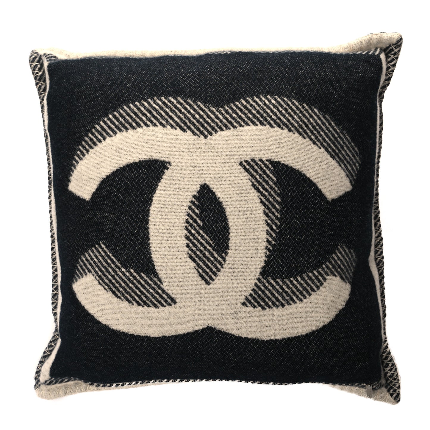 Merino Wool Cashmere CC Pillow Black Beige
