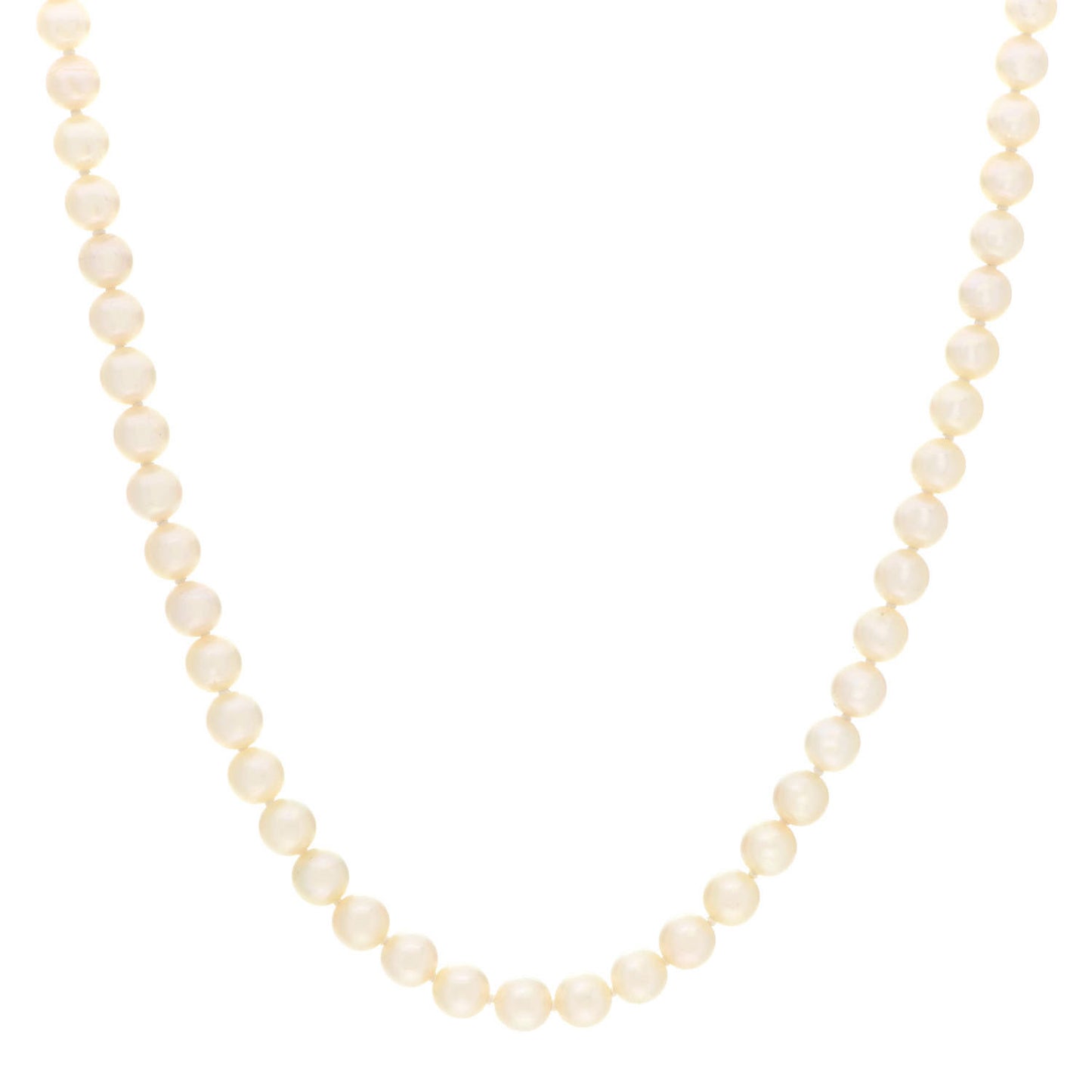 18K Yellow Gold Akoya Pearl 6.5-7mm Strand Necklace 15.5"