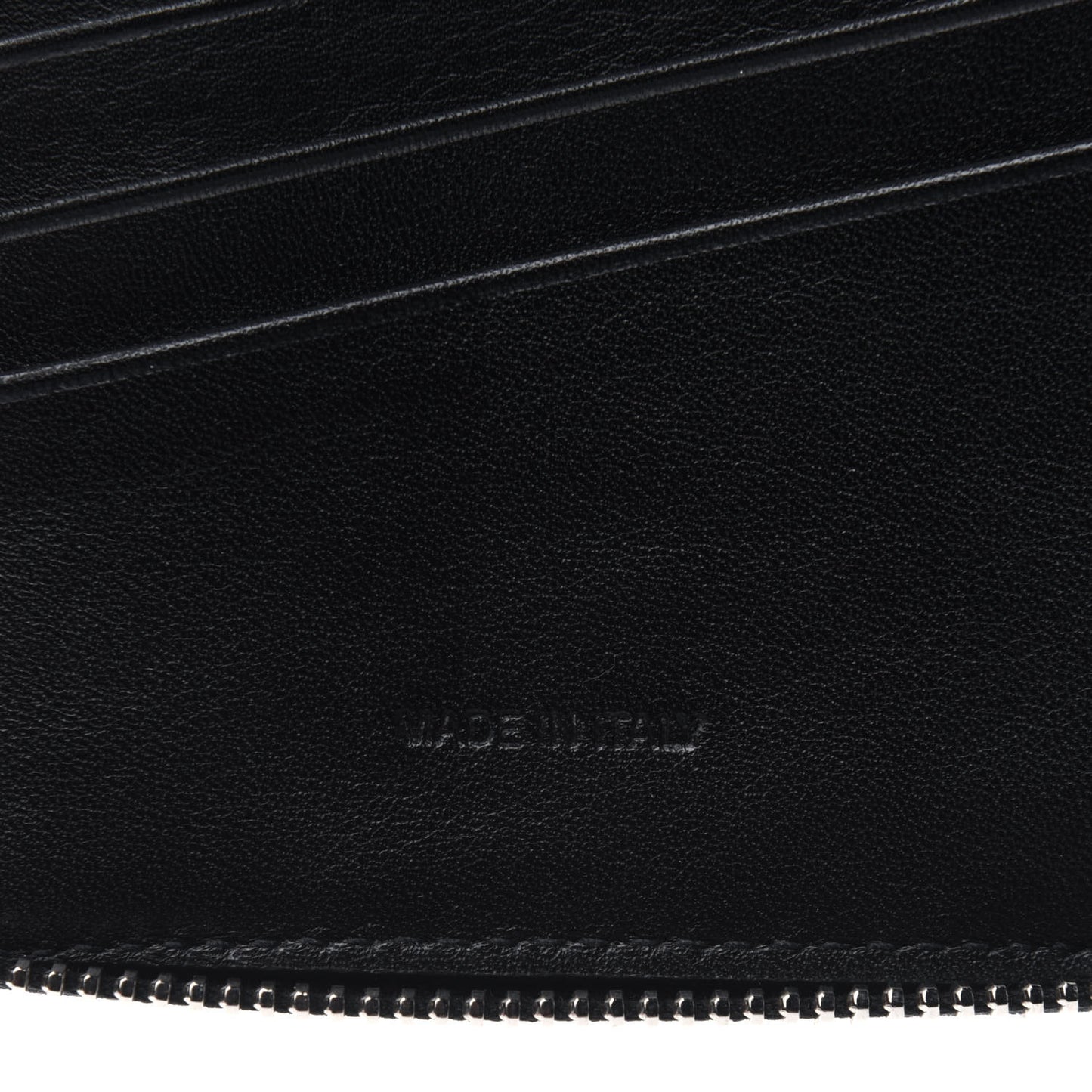 Metallic Crinkled Calfskin Zip Compact Wallet Silver
