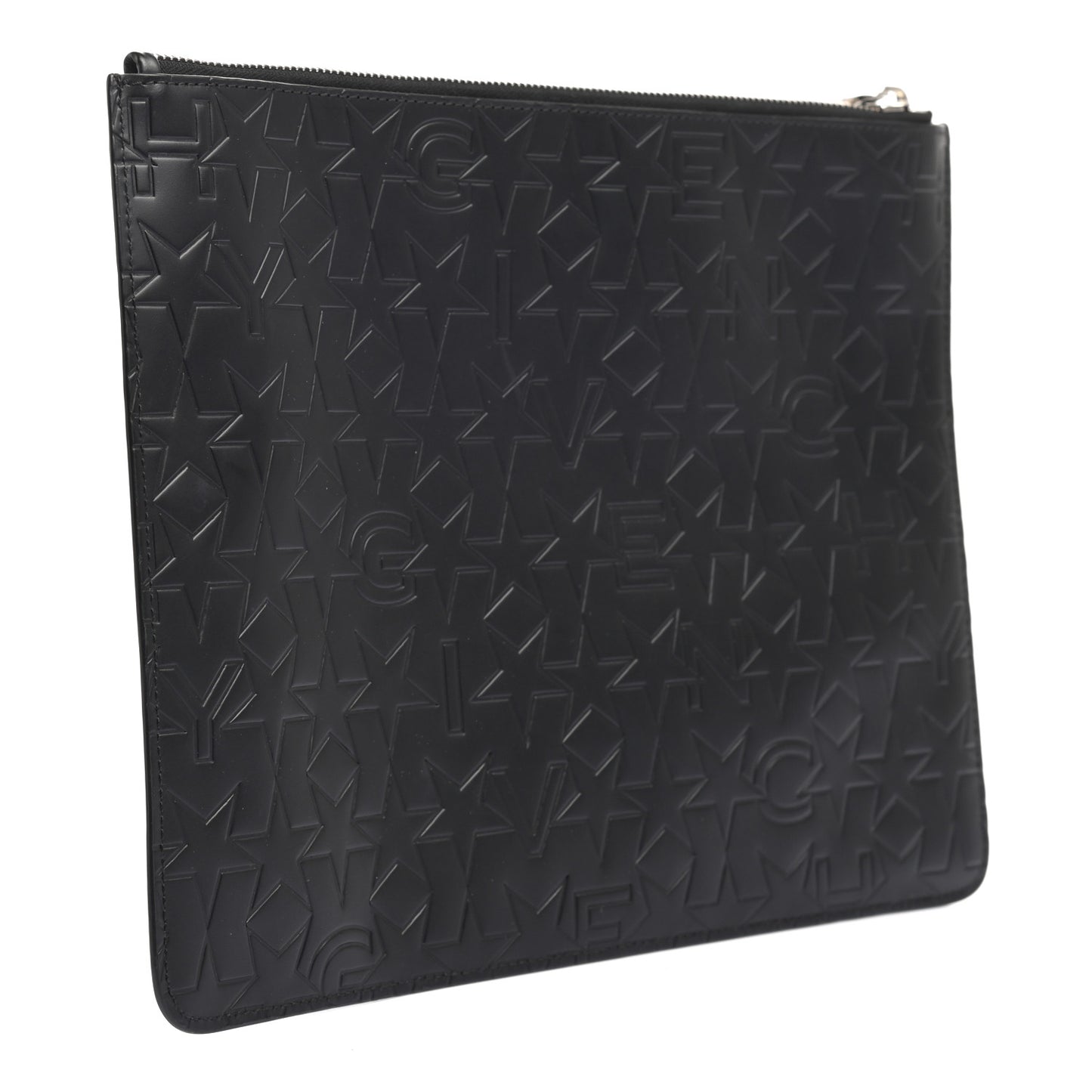 Lambskin Star Embossed Large Pouch Black