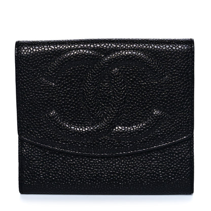 Chanel Caviar Timeless CC Compact French Wallet Black 1 of 9