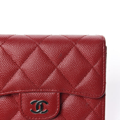 Chanel Caviar Quilted Compact Flap Wallet Dark Red 9 of 10