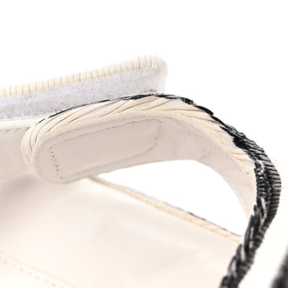 Chanel Calfskin Printed Velcro Dad Sandals 39 White Black 10 of 11