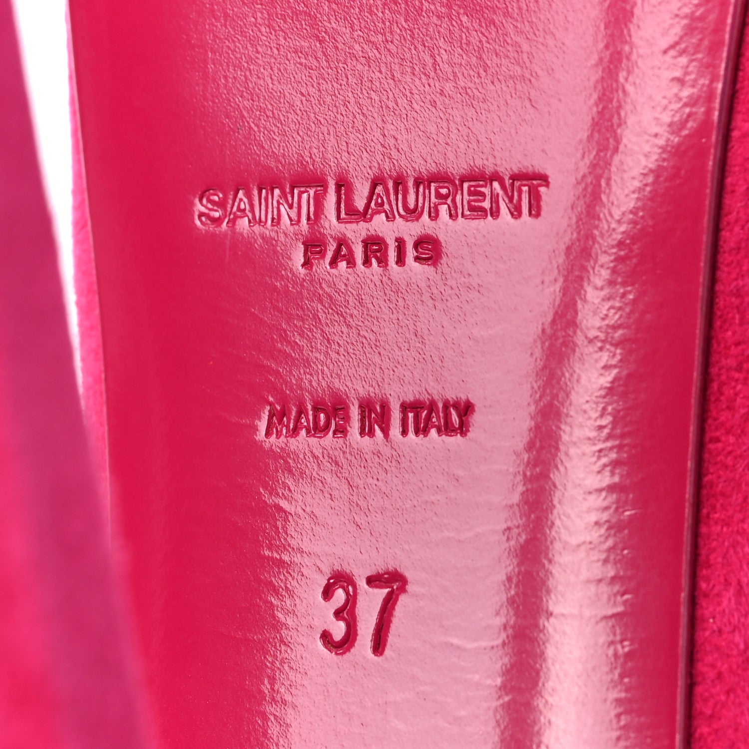 Saint Laurent Suede Vitello Vernice Tribtoo 105 Platform Pumps 37 Fuchsia 6 of 9