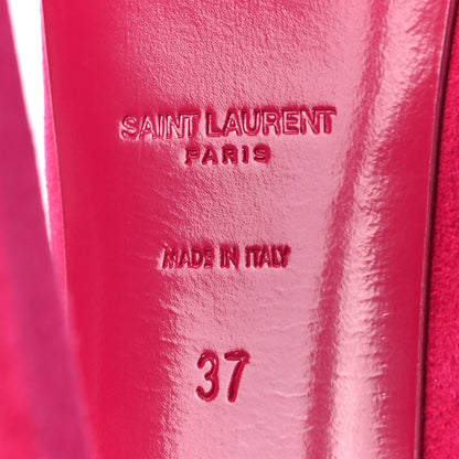 Saint Laurent Suede Vitello Vernice Tribtoo 105 Platform Pumps 37 Fuchsia 6 of 9