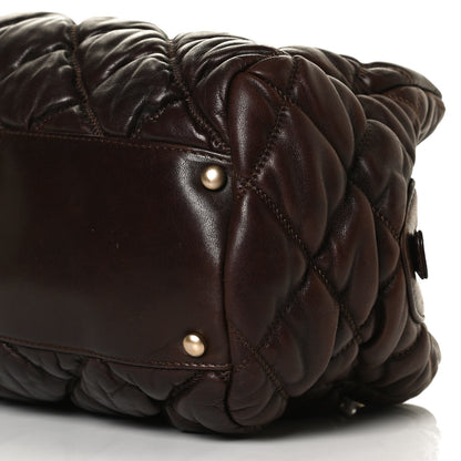 Chanel Calfskin Bubble Quilt Bowler Dark Brown 6 of 13