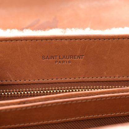 Saint Laurent Shearling Toy Loulou Shoulder Bag Natural 6 of 12