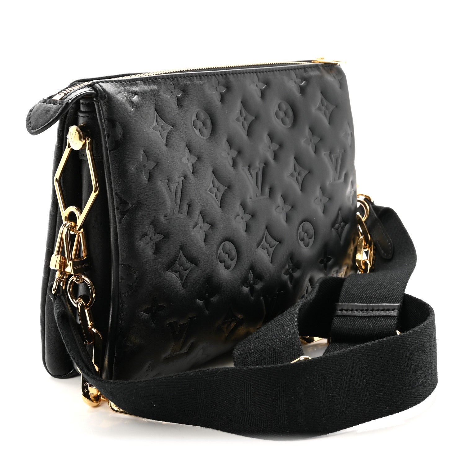 Louis Vuitton Lambskin Embossed Monogram Coussin PM Black 3 of 9