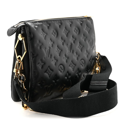 Louis Vuitton Lambskin Embossed Monogram Coussin PM Black 3 of 9