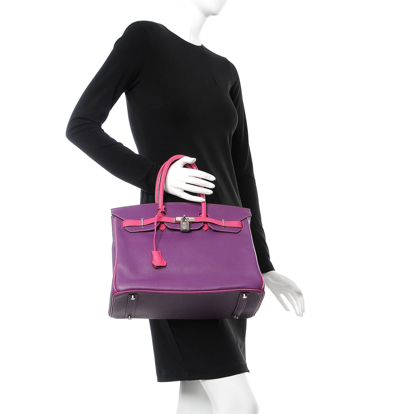 Chevre Mangalore Bi-Color Horseshoe Birkin 35 Ultraviolet Rose Tyrien