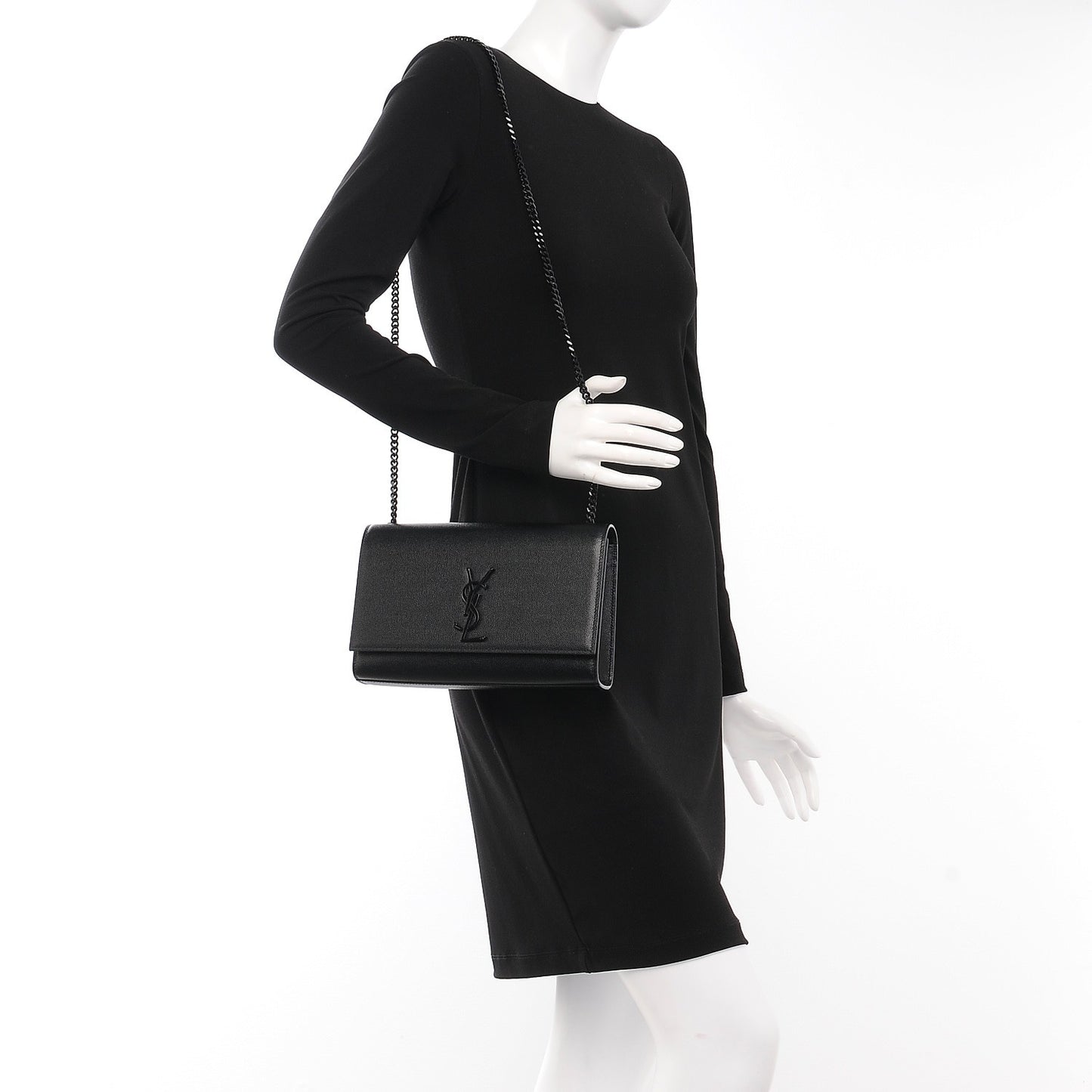 Grain De Poudre Medium Classic Monogram Kate Satchel Black