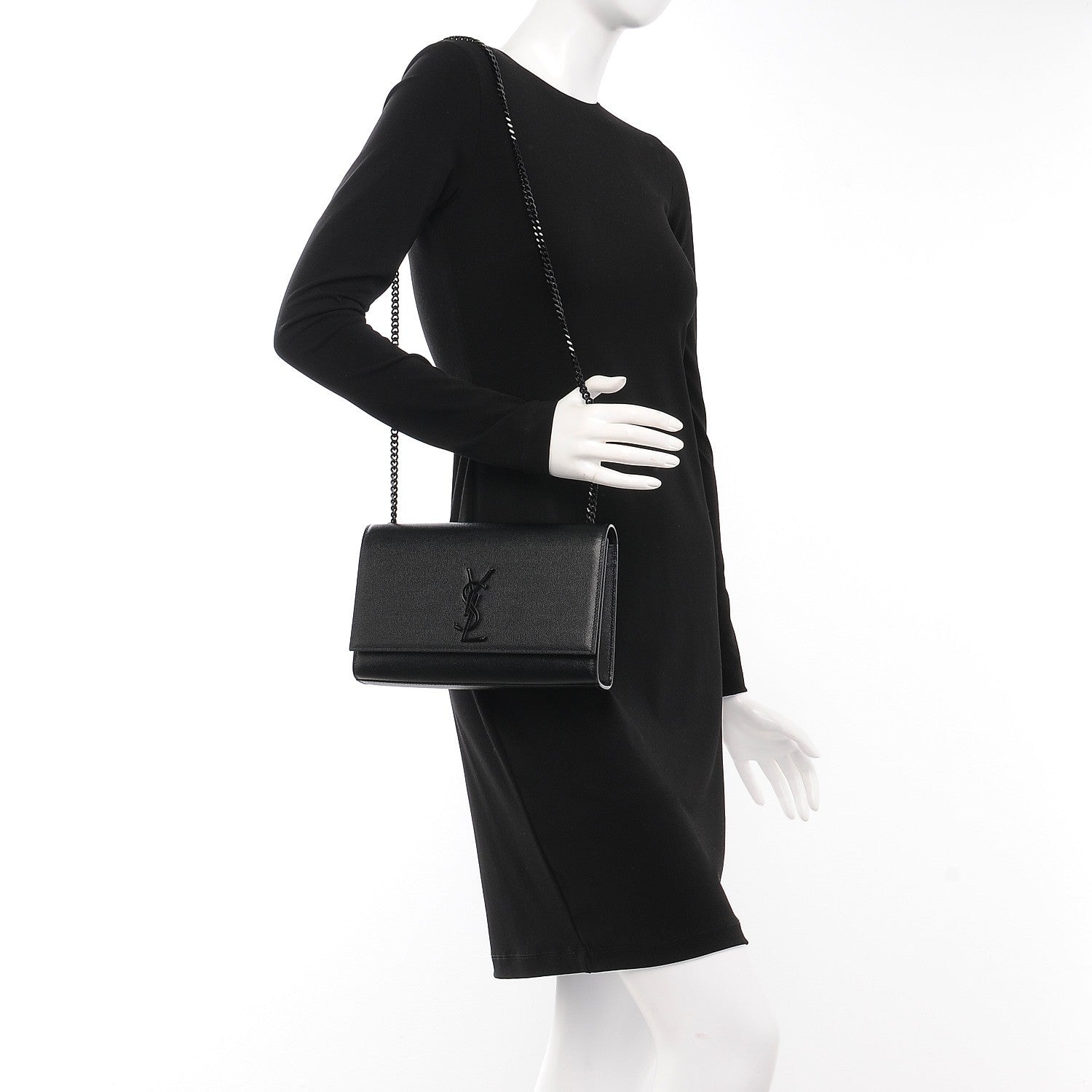 Saint Laurent Grain De Poudre Medium Classic Monogram Kate Satchel Black 2 of 7