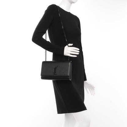 Saint Laurent Grain De Poudre Medium Classic Monogram Kate Satchel Black 2 of 7