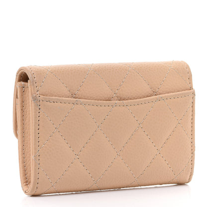 Chanel Caviar Quilted Flap Card Holder Wallet Beige 3 of 13