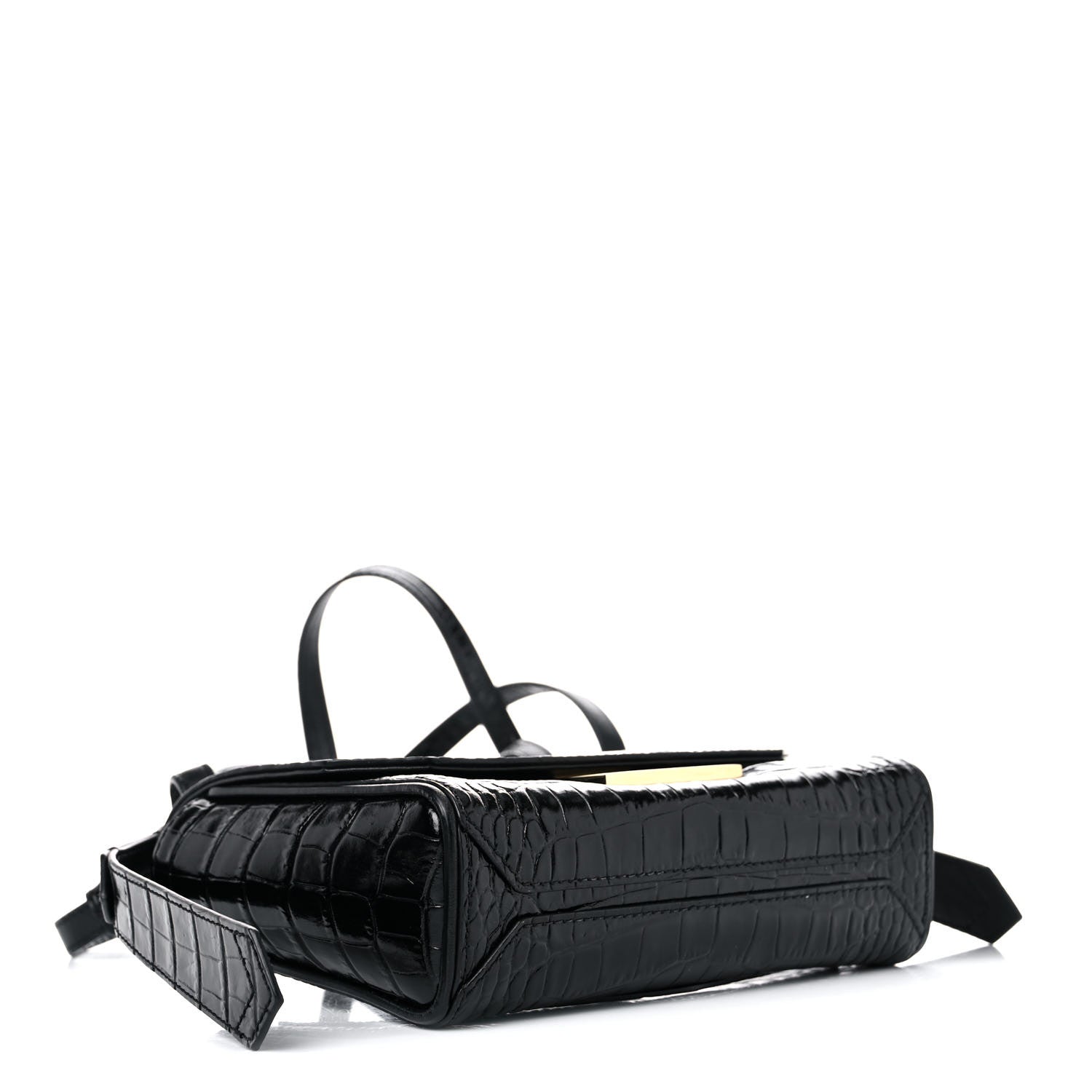 Givenchy Calfskin Crocodile Embossed Eden Mini Top Handle Black 4 of 16