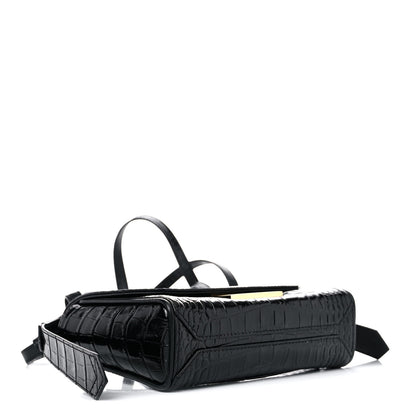 Givenchy Calfskin Crocodile Embossed Eden Mini Top Handle Black 4 of 16
