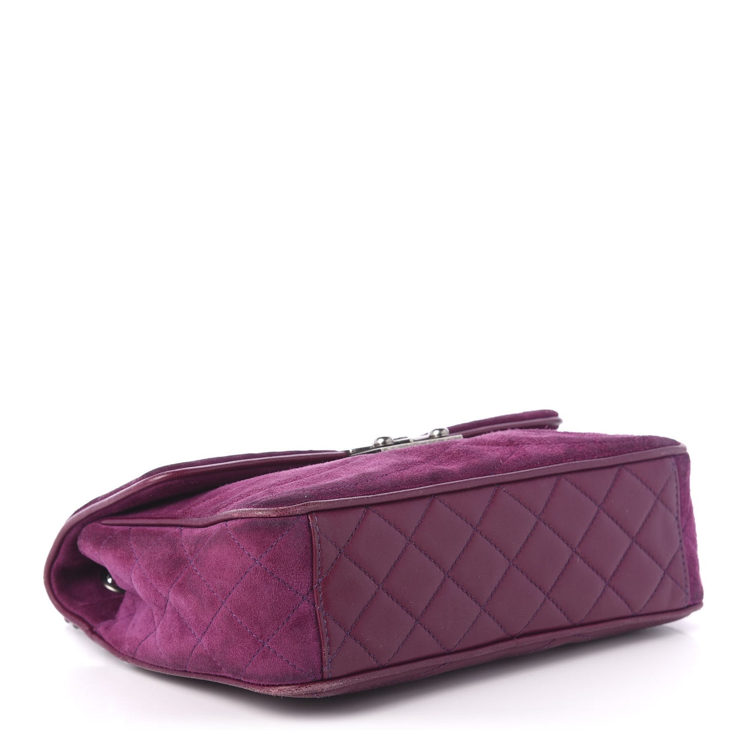 Suede Lambskin Scallop Quilted Medium Pagoda Flap Purple