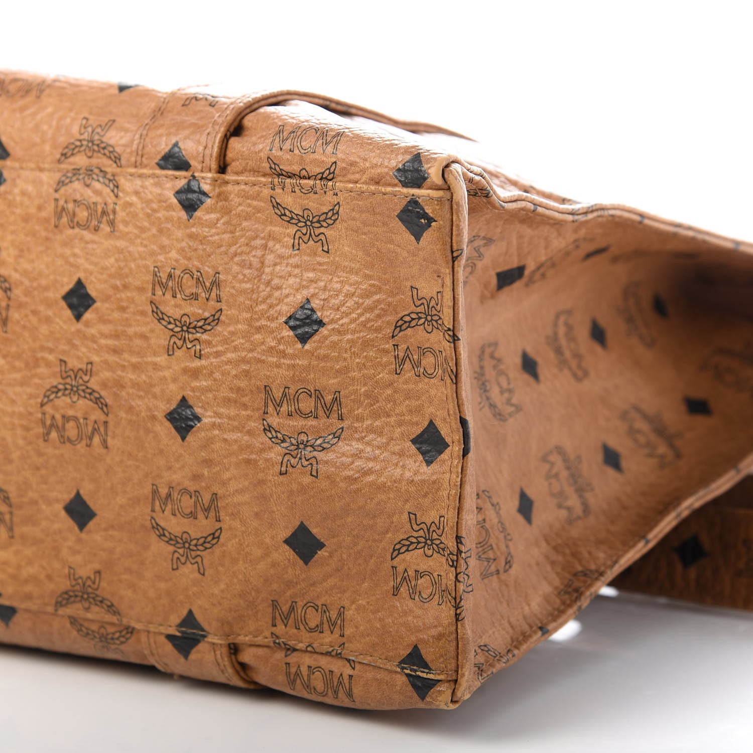 MCM Visetos Shopper Tote Cognac 7 of 10