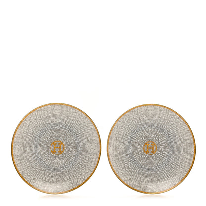 Hermes Porcelain Mosaique Au 24 Bread And Butter Plate Set of 2 Gold 1 of 5